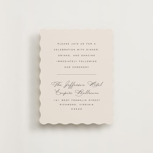 This is a creme reception cards with standard by Carly Reed Walker called tendu printing on signature in standard