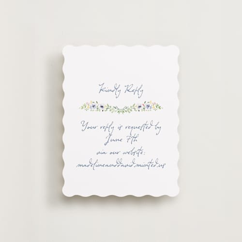 This is a meadow rsvp cards with standard by Petra Kern called meadow whisper printing on signature in standard
