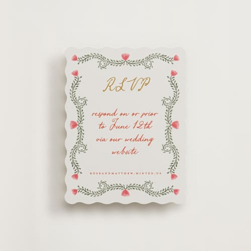 This is a sunset rsvp cards with standard by Maja Cunningham called chantilly printing on signature in standard