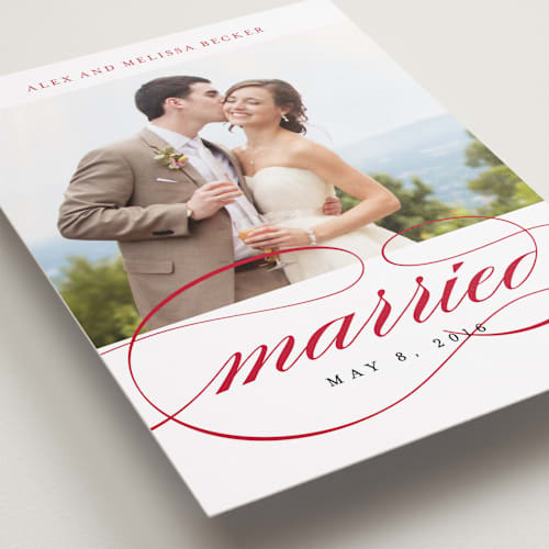 This is a chestnut wedding announcements with standard by Susan Brown called classic stripes and swashes printing on recycled smooth signature in standard