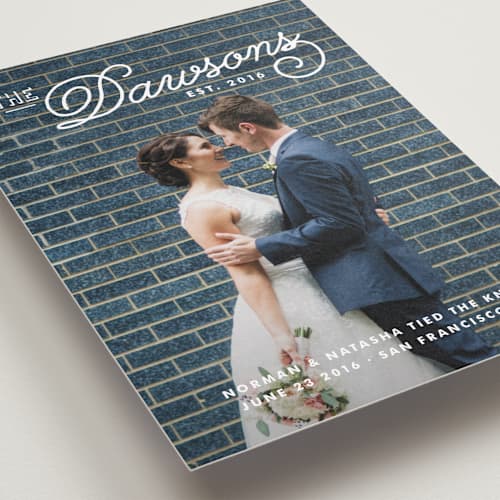This is a snow wedding announcements with standard by Oscar and Emma - Karly Depew called refined surname printing on recycled smooth signature in standard