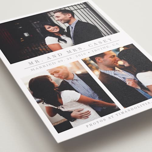 This is a cement wedding announcements with standard by Giselle Zimmerman called the simple things printing on recycled smooth signature in standard