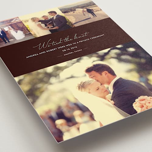 This is a chocolate wedding announcements with standard by kelli hall called chic printing on recycled smooth signature in standard