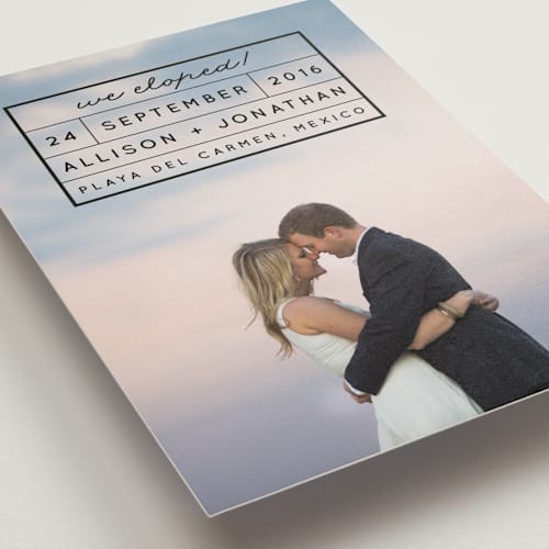 This is a ebony wedding announcements with standard by Shirley Lin Schneider called light and airy printing on recycled smooth signature in standard