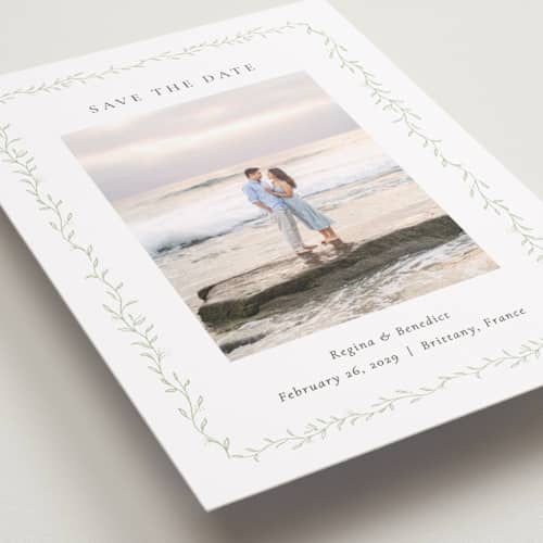 This is a ivy save the date with standard by chocomocacino called cramique printing on recycled smooth signature in standard