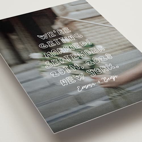 This is a vanilla save the date with standard by Helena Vitto called cool kids printing on recycled smooth signature in standard