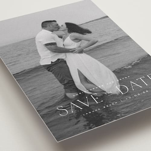 This is a cloud save the date with standard by Wildfield Paper Co called summer love printing on recycled smooth signature in standard