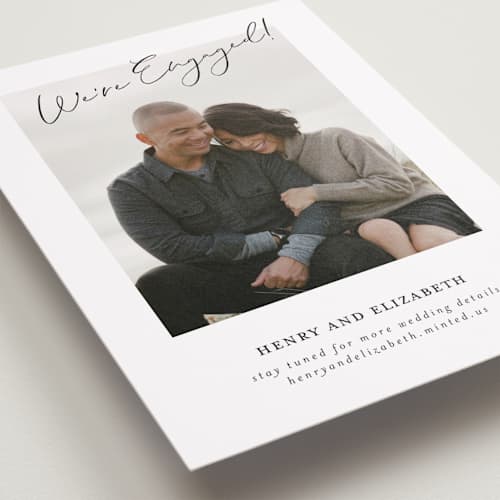 This is a charcoal save the date with standard by Paper Raven Co. called we've decided printing on recycled smooth signature in standard