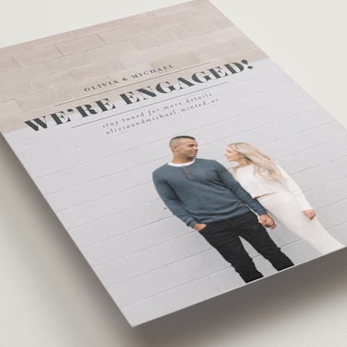 This is a charcoal save the date with standard by Shirley Lin Schneider called classic date printing on recycled smooth signature in standard