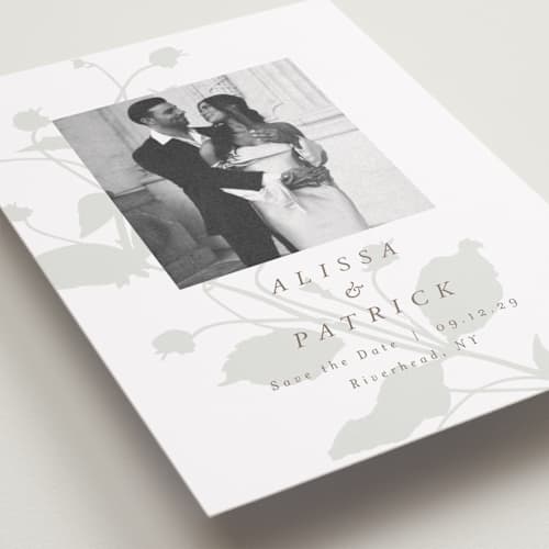 This is a fawn save the date with standard by AK Graphics called autumnal printing on recycled smooth signature in standard