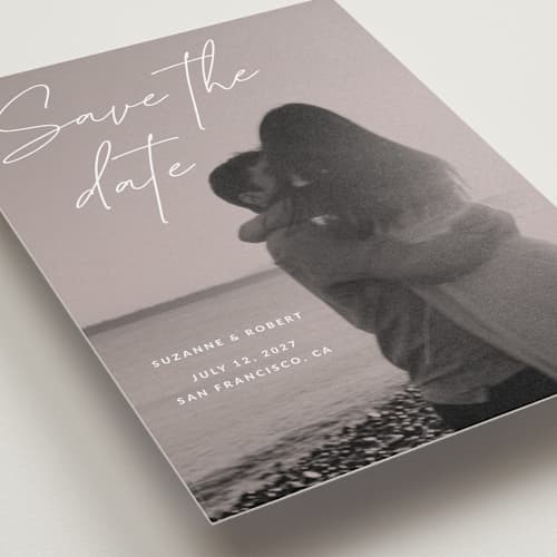 This is a rose save the date with standard by Sumak Studio called blush printing on recycled smooth signature in standard