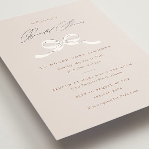 This is a champagne bridal shower invitations with foil pressed by Paper Raven Co. called sweetheart printing on signature in standard