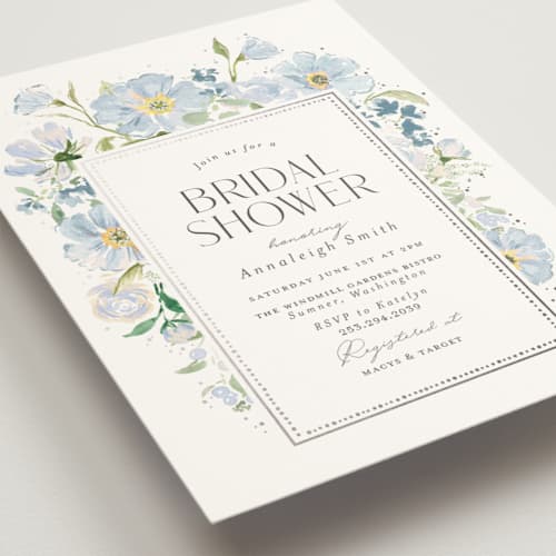 This is a denim bridal shower invitations with foil pressed by Itsy Belle Studio called fiona printing on signature in standard