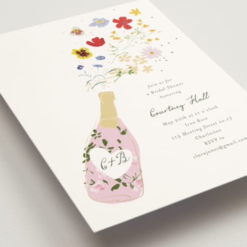 This is a petal bridal shower invitations with foil pressed by Baumbirdy called celebrate printing on signature in standard