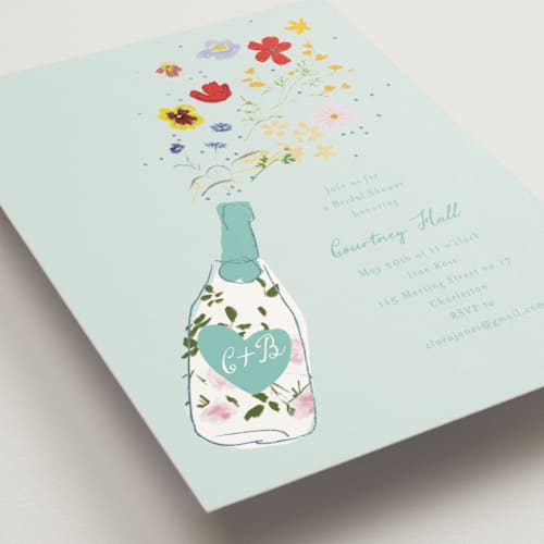 This is a frost bridal shower invitations with foil pressed by Baumbirdy called celebrate printing on signature in standard