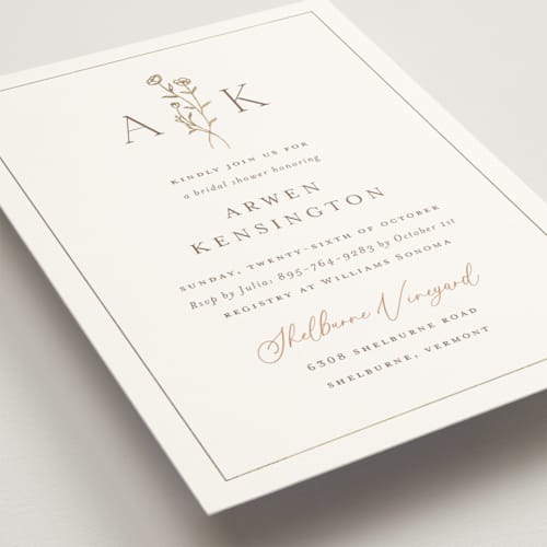This is a chiffon bridal shower invitations with foil pressed by chocomocacino called kouignette printing on signature in standard