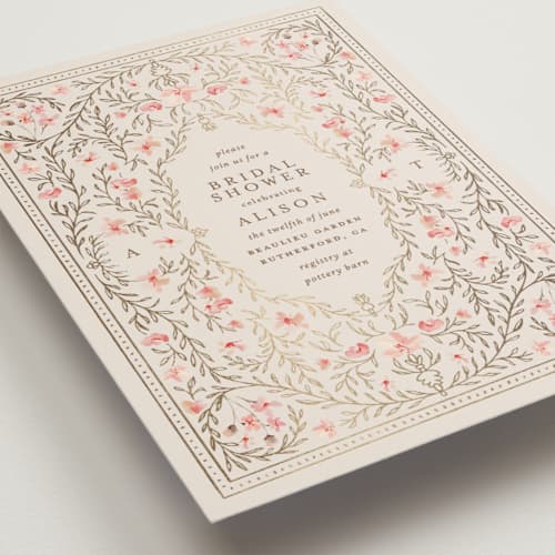This is a versailles bridal shower invitations with foil pressed by Claudia Orengo called victorian printing on signature in standard