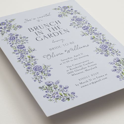 This is a wave bridal shower invitations with standard by Paola Benenati called in the garden printing on signature in standard