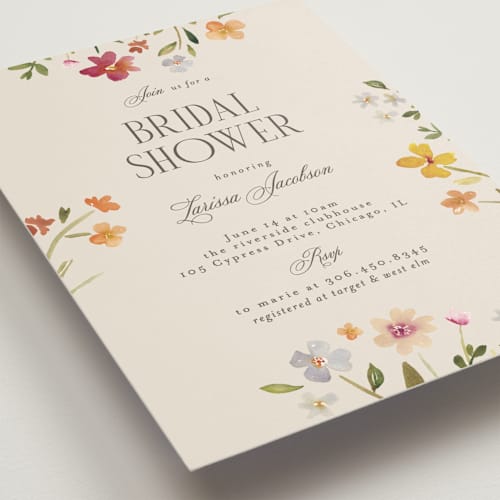 This is a wildflower bridal shower invitations with standard by Nicole Walsh called garden printing on signature in standard