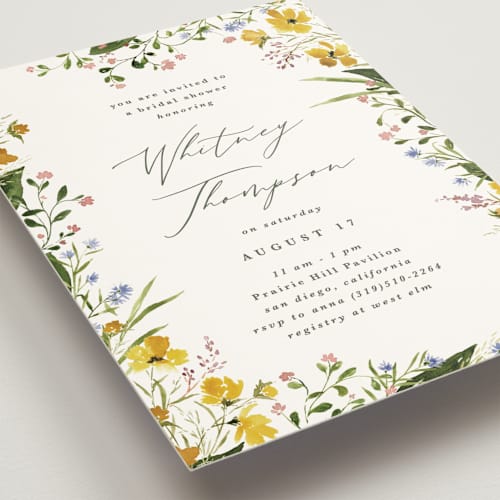 This is a sunshine bridal shower invitations with standard by Kate Ahn called briar printing on signature in standard