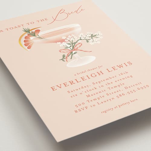 This is a agrume bridal shower invitations with standard by Jamie Alexander called pamplemousse printing on signature in standard
