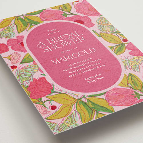 This is a carnation bridal shower invitations with standard by Simona Camp called vintage garden printing on signature in standard