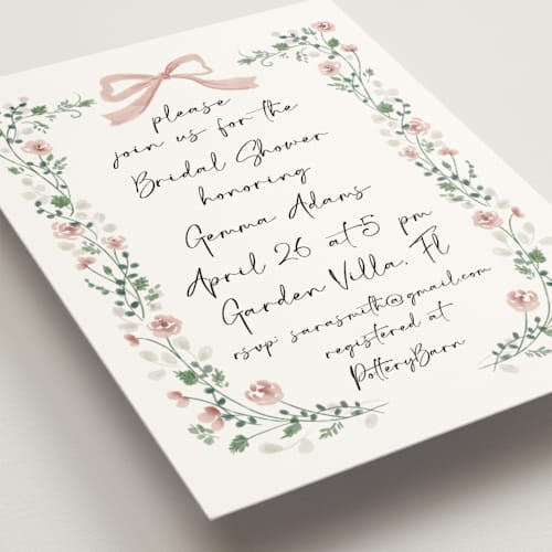 This is a rosebud bridal shower invitations with standard by Petra Kern called romantica printing on signature in standard