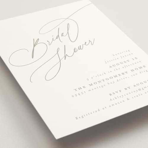 This is a coconut bridal shower invitations with standard by Joanna Griffin called minimal printing on signature in standard