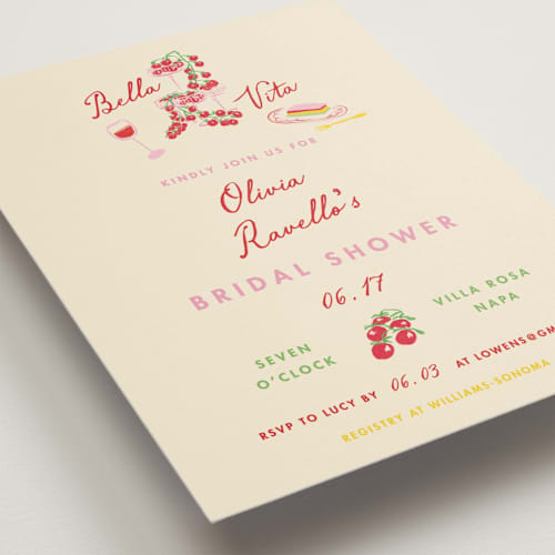This is a rossa bridal shower invitations with standard by Sarah Rosenthal called bella vita printing on signature in standard