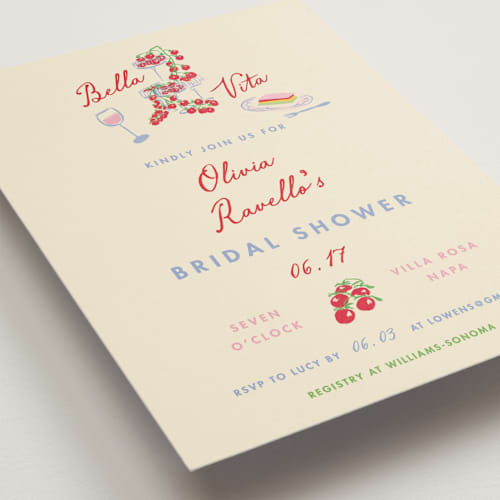 This is a aqua bridal shower invitations with standard by Sarah Rosenthal called bella vita printing on signature in standard