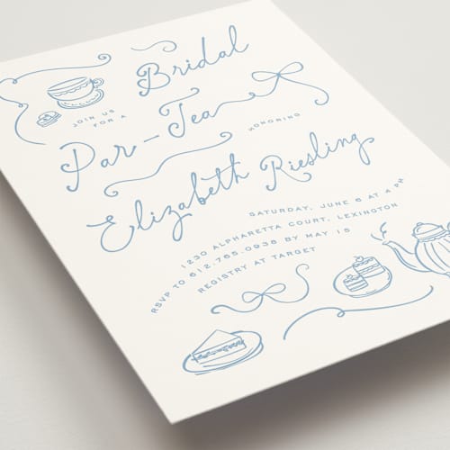 This is a coastal bridal shower invitations with standard by Creo Study called vintage par-tea printing on signature in standard