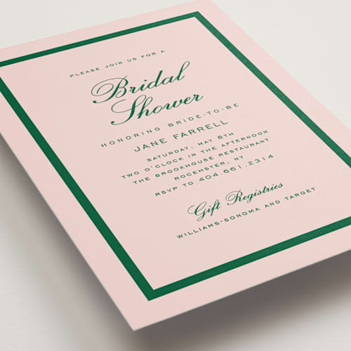 This is a bubblegum bridal shower invitations with standard by Stacey Meacham called prep club printing on signature in standard