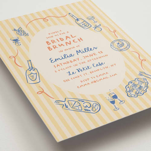 This is a sunshine bridal shower invitations with standard by Elly called sunny brunch printing on signature in standard