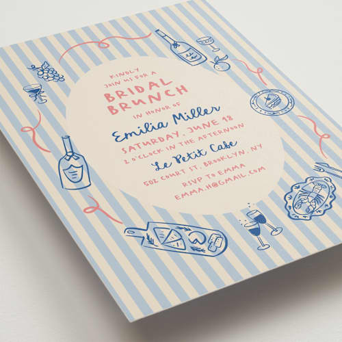 This is a pool bridal shower invitations with standard by Elly called sunny brunch printing on signature in standard