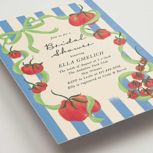 This is a lime bridal shower invitations with standard by Jackie Crawford called petit pomodoro printing on signature in standard