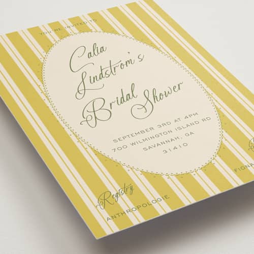 This is a island citrus bridal shower invitations with standard by Ani Somi called calia printing on signature in standard