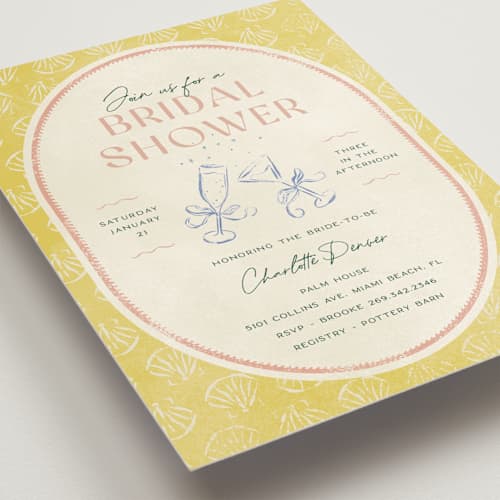 This is a island citrus bridal shower invitations with standard by Pixel and Hank called coastal drift printing on signature in standard