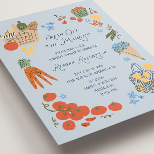 This is a blueberry bridal shower invitations with standard by Jenna Holcomb called freshly off the market printing on signature in standard