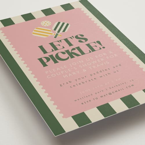 This is a avocado bridal shower invitations with standard by Vera Lim called vintage pickle printing on signature in standard