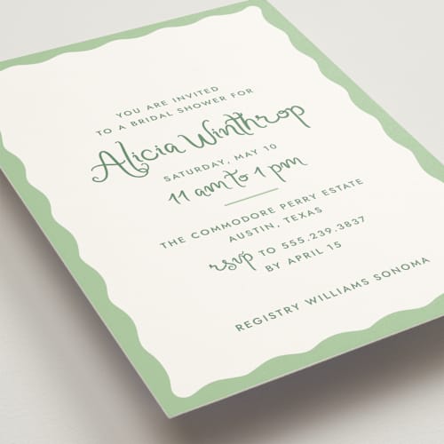 This is a clover bridal shower invitations with standard by Megan Davis called augusta printing on signature in standard