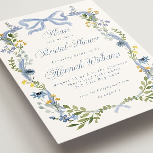 This is a bluebell bridal shower invitations with standard by Petra Kern called hand painted printing on signature in standard
