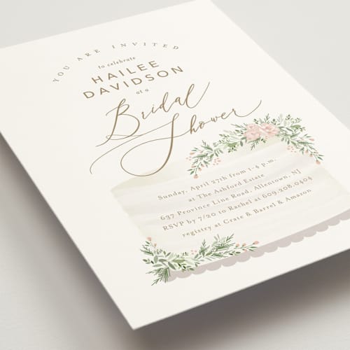 This is a petal bridal shower invitations with standard by Jennifer Postorino called sweet celebration printing on signature in standard
