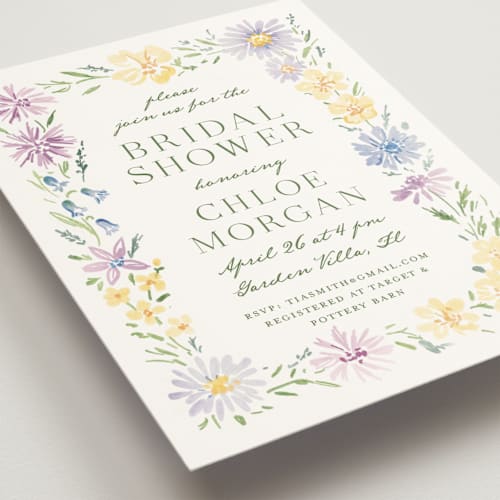 This is a meadow bridal shower invitations with standard by Petra Kern called wild flowers printing on signature in standard