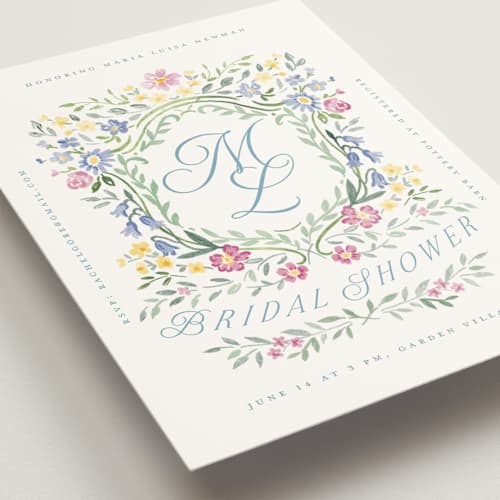 This is a flower braid bridal shower invitations with standard by Petra Kern called wildflowers crest printing on signature in standard