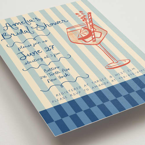 This is a seaside bridal shower invitations with standard by Jenna Holcomb called spritz printing on signature in standard