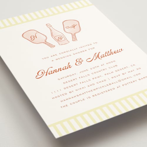 This is a citrus bridal shower invitations with standard by Ashlee Townsend called pickleball & prosecco printing on signature in standard