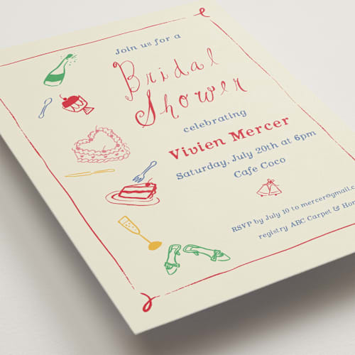 This is a fruitcake bridal shower invitations with standard by Sarah Rosenthal called heights of love printing on signature in standard