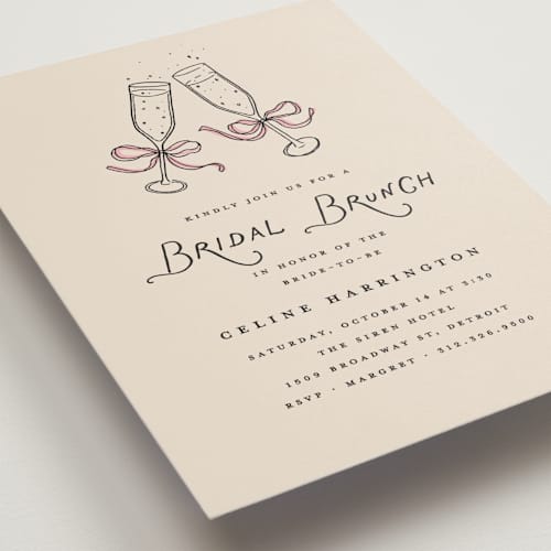 This is a rose bridal shower invitations with standard by Pixel and Hank called bubbly brunch printing on signature in standard