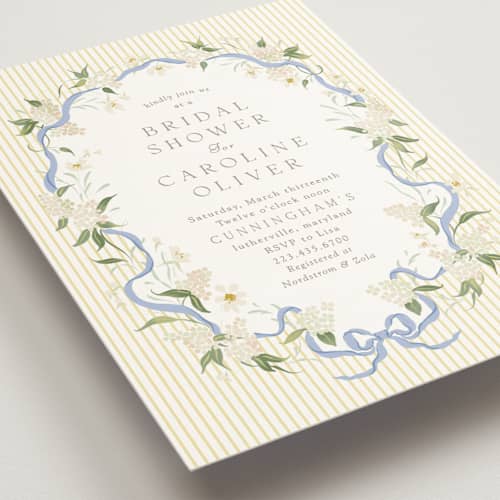 This is a lemon squeeze bridal shower invitations with standard by Erin L. Wilson called summer floral printing on signature in standard