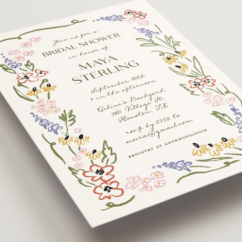 This is a grass bridal shower invitations with standard by Pati Cascino called spring printing on signature in standard